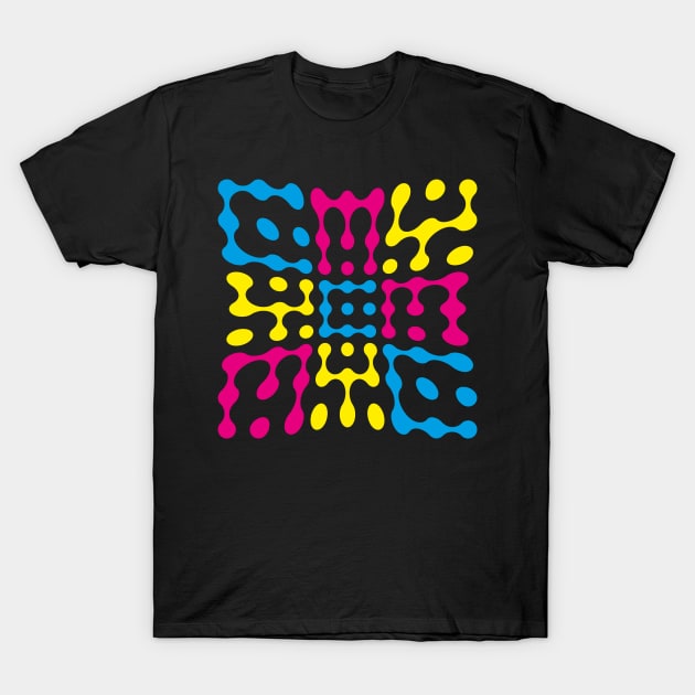 Warped CMY Metaball Typography T-Shirt by John Uttley